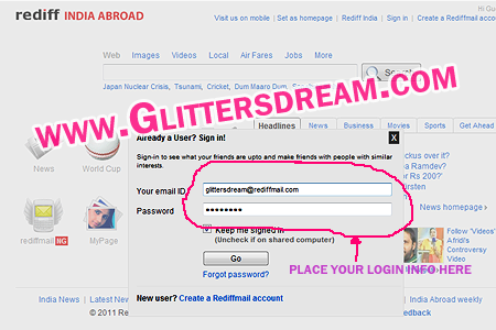 rediffmail login email